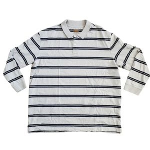 Men's Gray and Navy Striped Long Sleeve Shirt 3XLT